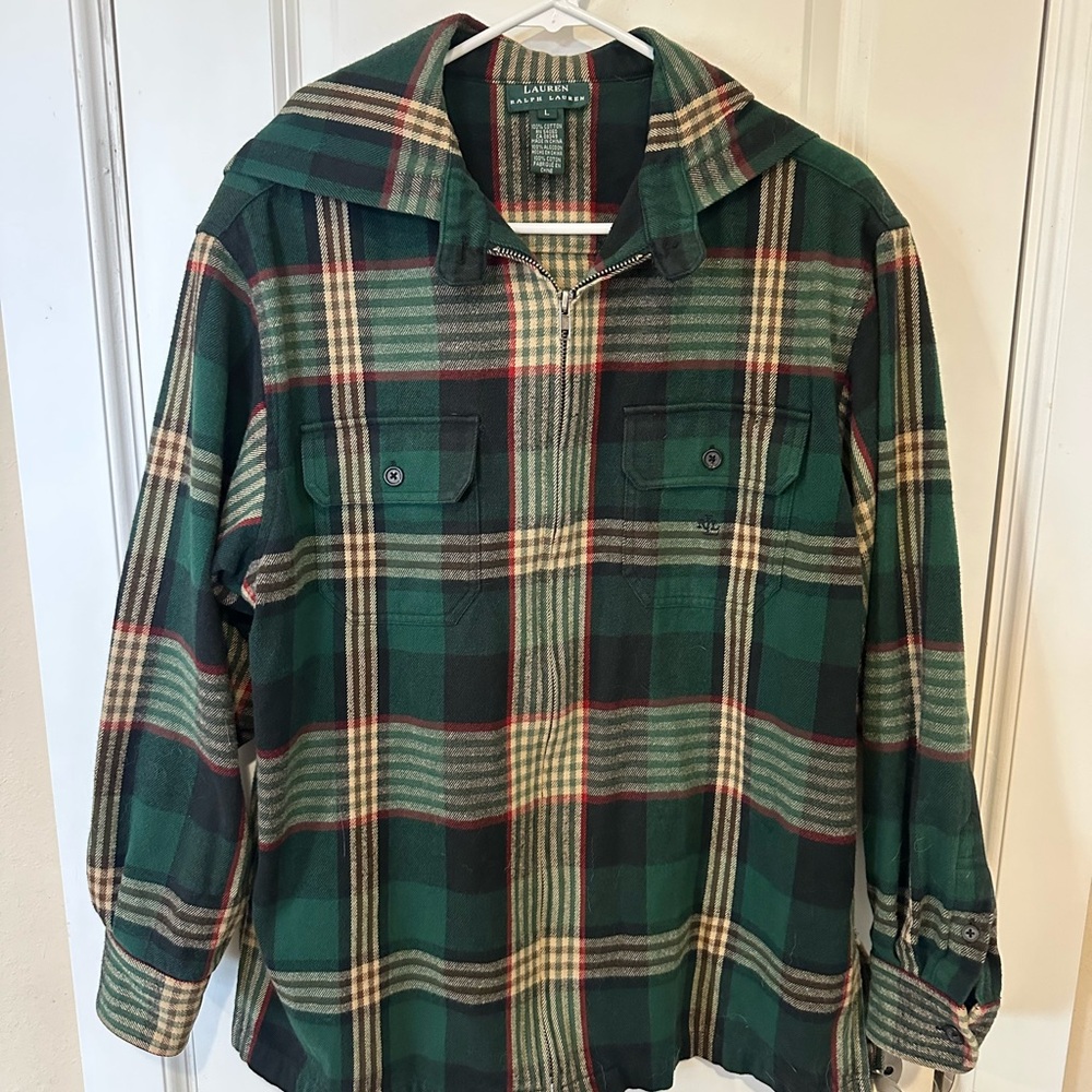 Lauren Ralph Lauren Green Plaid Utility Jacket